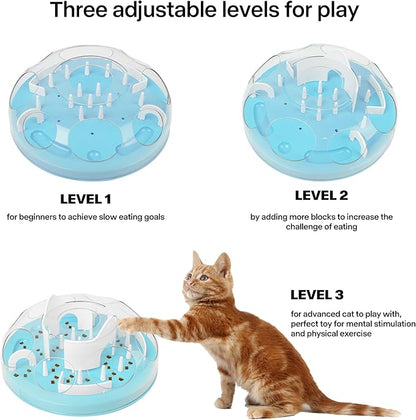 Pet Prime Cat Puzzle Feeder Interactive Enrichment Toys for Indoor Cats Slow Feeder Food Treat Puzzle Cat Stimulation Toys Blue