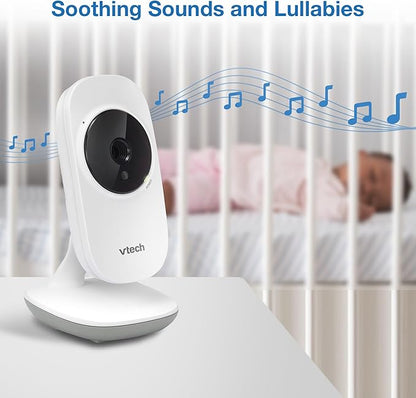 VTech VM819-2 Baby Monitor, 2.8” Screen, 2 Cameras, 1000ft Range, Night Vision, 2-Way Audio, Temperature Sensor, Lullabies, Secured Transmission No WiFi
