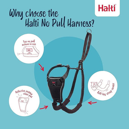 Halti No Pull Harness - Stop Your Dog Pulling on the Leash. Adjustable, Lightweight and Easy to Use. Reflective Dog Training Harness for Medium Dogs (Size M, Black)