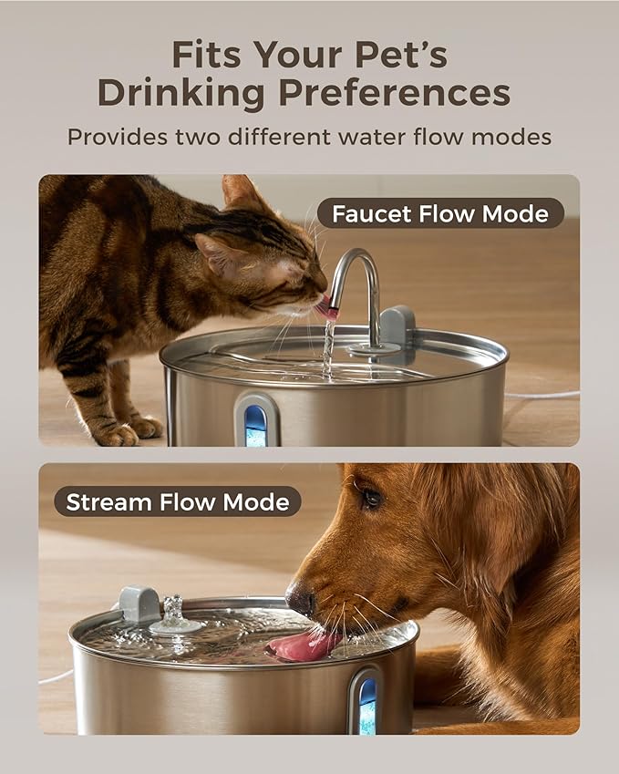 Smartoo Dog Water Fountain for Large Dogs 7L/236oz Stainless Steel Dog Water Bowl Dispenser Automatic Cat Water Fountain with Deeper Drinking Area, Multi-Filtration Pet Fountain with Ultra-Quiet Pump