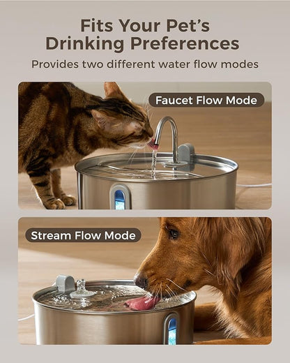 Smartoo Dog Water Fountain for Large Dogs 7L/236oz Stainless Steel Dog Water Bowl Dispenser Automatic Cat Water Fountain with Deeper Drinking Area, Multi-Filtration Pet Fountain with Ultra-Quiet Pump
