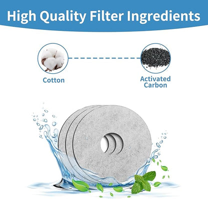 PAPIFEED 5 Pack Replacement Filters & 2 Pack Replacement Pre-Filter Sponges for 84oz/2.5L Induction Cat Water Fountain Automatic Pet Dispenser