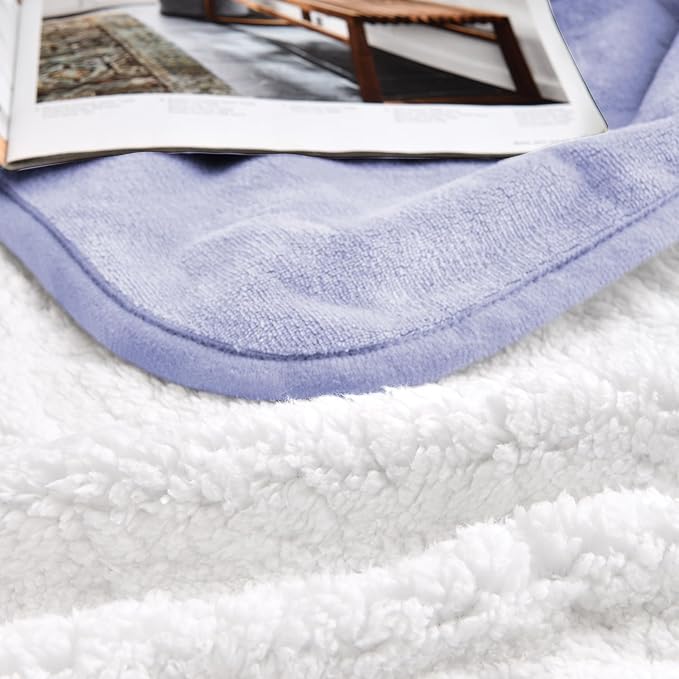 Waterproof Blanket for Bed Couch Sofa, Soft Liquid Pee Proof Pet Blanket for Dog Puppy Cat, Reversible Sherpa Fleece Furniture Protector (Lilac, 50x60 inches)