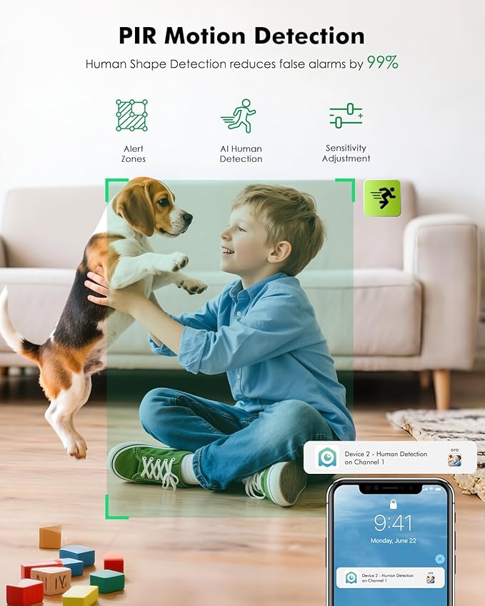 Battery Powered Indoor Camera Wireless 2 Pack, PTZ Pet Camera with 6000mAh Rechargeable, Dual-Band WiFi, 2.5K Color Night Vision, SD/Cloud Storage, 2-Way Audio, APP Remote, Cat/Dog/Home Monitoring