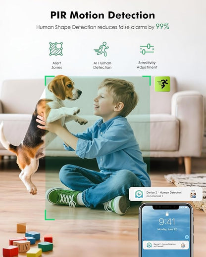 Battery Powered Indoor Camera Wireless 2 Pack, PTZ Pet Camera with 6000mAh Rechargeable, Dual-Band WiFi, 2.5K Color Night Vision, SD/Cloud Storage, 2-Way Audio, APP Remote, Cat/Dog/Home Monitoring