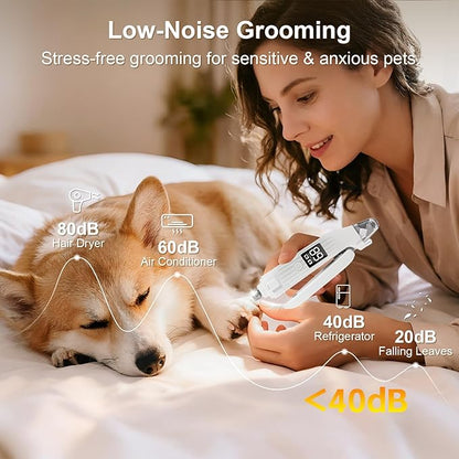 SZMDLX Dog Nail Clippers with Light, 2-in-1 Dog and Cat Nail Clipper with Grinder, Quiet Pet Nail Trimmer for Small Medium Large Dogs and Cats, USB Rechargeable