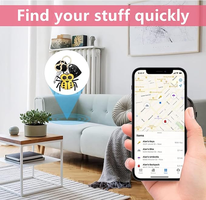 Leather Keychain Holder Case Compatible with AirTag,Cute Protective Cover with Keyring,Anti-Scratch Finder GPS Tracker Case for Wallet Keys,bag,pets,Backpack(Spider Yellow)