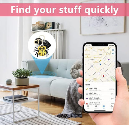 Leather Keychain Holder Case Compatible with AirTag,Cute Protective Cover with Keyring,Anti-Scratch Finder GPS Tracker Case for Wallet Keys,bag,pets,Backpack(Spider Yellow)