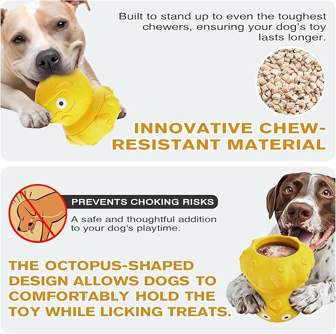 Wortade Interactive Dog Toys for Aggressive Chewers, Indestructible Dogs Toy to Keep Your Pup Busy, Treat Tumble Interactive Puzzle Ball Dog Toy for Small Medium Large Breed Dogs, Yellow