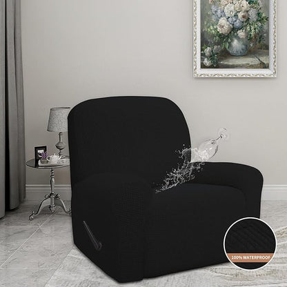 Easy-Going 100% Waterproof Recliner Cover, Dual Waterproof Couch Cover for Recliner, 1- Piece Jacquard Sofa Cover, Leakproof Sofa Slipcover for Kids, Pets, Dog and Cat (Recliner, Black)