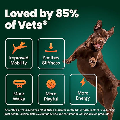 VetriScience Extra Strength Healthy Hip & Joint Chewable Tablets,GlycoFlex Glucosamine and Green-Lipped Mussel JointSupport Supplement for Dogs,Soothe-JointDiscomfort,Chicken,120 Count (Pack of 2)