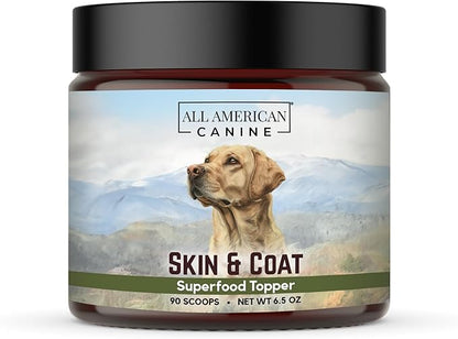 ALL AMERICAN CANINE Complete Skin & Coat Natural Protein-Enriched Powdered Supplement Food Topper | 90 Servings