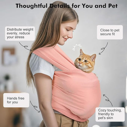 Pawaboo Pet Sling Carrier for Small Dogs and Cats, Hands Free Dog Carriers Sling, Anti-Anxious Soft Cotton Front Facing Cat Carrier Papoose, Puppy Kitten Pouch Reduce Back Neck Pain, Pink