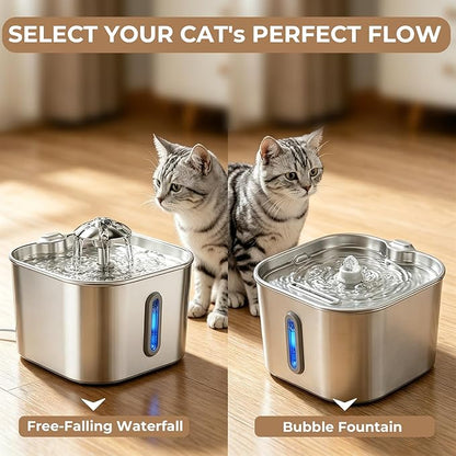 Cat Water Fountain Stainless Steel with 4 Filters & 4 Sponges, 74oz/2.2L Automatic Pet Drinking Fountain, Indoor Water Dispenser for Cats, Kittens, Small Dogs and Pets, Quiet Circulating Pet Fountain