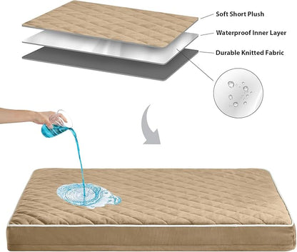 WNPETHOME Orthopedic Dog Bed Medium Size Dog, Waterproof Medium Dogs Bed with Removable Washable Cover, Multi-Needle Quilting Dogs Crate Bed