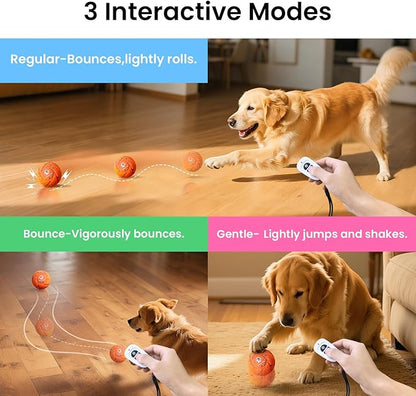 Smart Interactive Dog Toy Ball - Automatic Bouncing & Rolling, Chew-Resistant E-TPU Material, 3 Interactive Modes, IPX7 Waterproof, Smart Chase Pet Toy Ball for Medium and Large Dogs (Orange)