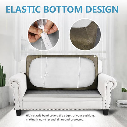 ANARACHON Leather Look Couch Cushion Covers Sofa Seat Slipcovers Sets Couches Furniture Protector for Sectional Armchair Loveseat Pets Kids Stretch Spandex Fabric (1 Cushion Loveseat, Yellow)