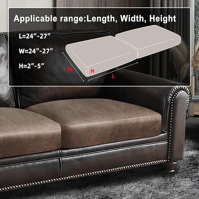 ANARACHON Leather Look Couch Cushion Covers Sofa Seat Slipcovers Sets Couches Furniture Protector for Sectional Armchair Loveseat Pets Kids Stretch Spandex Fabric (2 Cushion Loveseat, Light Brown)