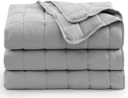 Casa Platino Blanket King Size – Pre Washed Quilted Lightweight Bed Blanket – Soft Microfiber Down Alternative – Silver
