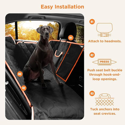 Shodu Waterproof Dog Car Seat Cover for Back Seat,Collapsible Scratchproof Dog Car Seats Covers,Nonslip Dogs Seat Cover with Mesh Window,Storage Pocket,Side Flaps,Universal Size Fit for Car/Truck/SUV