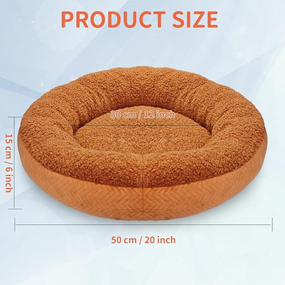 Heated Cat Beds for Indoor Cats Warming Cat Beds Super Soft Machine Washable Thermo Kitty Electric Heating Bed 19 Inches Round
