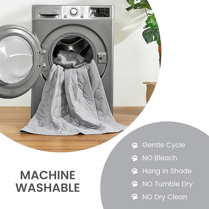 Cozy Bliss Deluxe Leakproof Cooling Blanket for Large Dogs Q-Max 0.5, Soft & Durable Washable Pet Cooling Mat for Hot Weather, Livingroom, Couch & Bed Protector for Cats, Silver Grey, 40"x60"