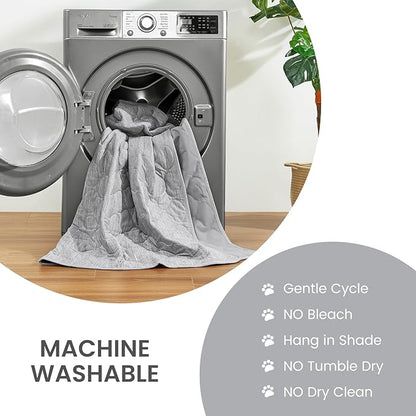 Cozy Bliss Deluxe Leakproof Cooling Blanket for Dogs with Q-Max 0.5, Sofa Topper & Couch Protector for Pet, Soft & Durable Washable Pet Cooling Mat for Hot Weather, Silver Grey, 30"x70"