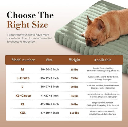 Large Orthopedic Dog Crate Bed with Waterproof Lining, Soft Short Plush Surface & Egg Crate Foam for Calming Puppy, Machine Washable Pet Bed with Removable Cover & Anti Slip Bottom