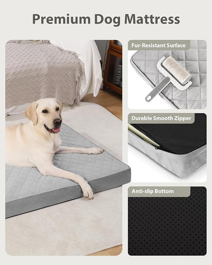 NUPIDA Jumbo Dog Bed for Extra Large Sized Dog Orthopedic Pet Bed with Removable Washable Cover and Non-Slip Bottom, 53x36 Inch, Light Gray