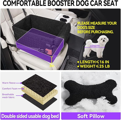 TKYZ Dog Car Seats for Small Medium Dogs,PU Leather Car Seat Boosters,Foldable Puppy Cat Carseats (Black, Small Dog)