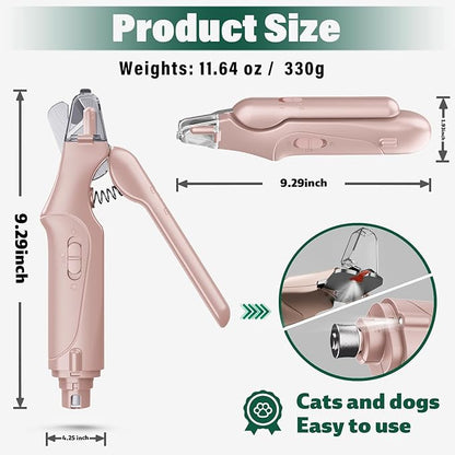 2 in 1 Dog Nail Clippers & Cat Nail Clippers Trimmers for Large Medium Small Dogs Cats Claw Trimmer Quick Sensor and Safety Guard USB Rechargeable Dogs Nail Trimmer with Catcher & 2 LED Lights
