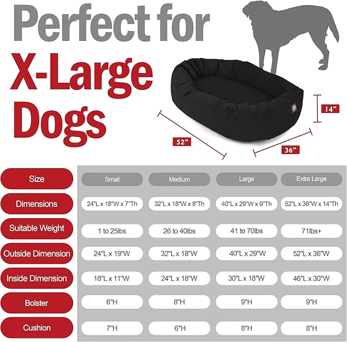 Majestic Pet Suede Shredded Memory Foam Mix Calming Dog Bed Washable - Cozy Soft Round Dog Bed with Spine for Head Support - Fluffy Donut Dog Bed, 52 Inch, Black
