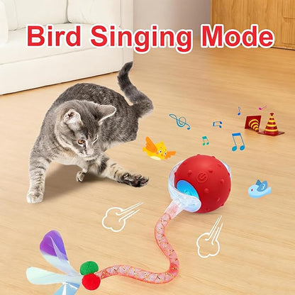 2PCS Interactive Cat Toys for Indoor Cats with 6 Tails, Automatic Cat Toy Fast Rolling on Carpet/ Wooden Floor/ Tiles, Rechargeable Kitten Toys for Small/ Medium/ Large Cats to Enrichment Exercise