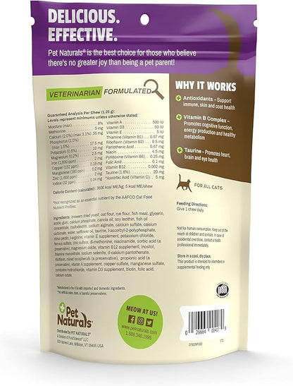 Pet Naturals Daily Multi Multivitamin Soft Chews for Cats, Vet Formulated with Biotin, Taurine, Calcium, and Arginine, Gentle Formula, Fish, 30 Count