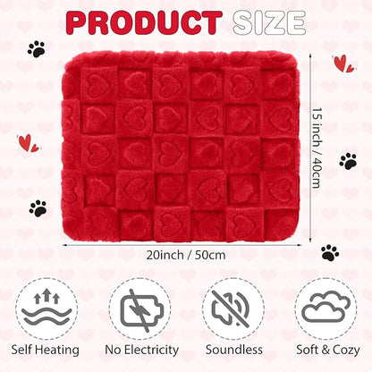 3 Pack Self Warming Cat Bed Mat Self Heating Dog Pad Reflects Body Warm Thermal Pet Pad Washable Non Slip Crate Kennel Bed Mat for Indoor Outdoor, 20 x 15 Inch(Red)