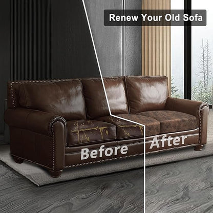 ANARACHON Leather Look Couch Cushion Covers Sofa Seat Slipcovers Sets Couches Furniture Protector for Sectional Armchair Loveseat Pets Kids Stretch Spandex Fabric (3 Cushion XL Sofa, Dark Brown)