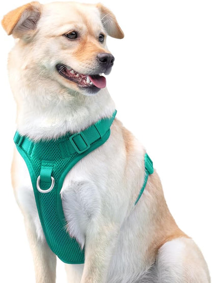 No Pull Dog Harness for Small Medium Large Dogs - Adjustable 2 Layer Mesh Dog Vest with Dual Clip, Escape Proof, Quick Release, Lightweight Breathable Mesh for Walking Hiking (MARRS Green,M)