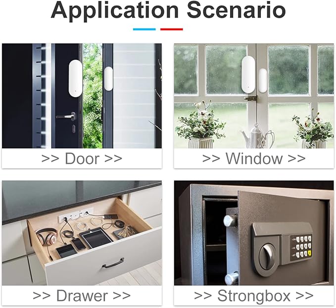 WiFi Door and Window Sensor: Wireless Contact Sensor with Free App Notification Alerts, Smart Door Sensor for Alarm System & Smart Home Automation, Compatible with Alexa Google Home(1Pack)