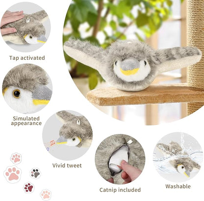 Cat Toys, Flapping Bird Cat Toy(No Flying), Interactive Catnip Toy with Catnip Bags, Chirping Noise Enrichment Moving Wings Dog Cat Kitten Toys, Flappy Flying Pets Toy for Indoor(Oriole) (A3)