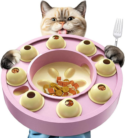 KADTC Cat Puzzle Feeder, Interactive Slow Bowl for Indoor Cats Enrichment Pink Toy, Kitten Puzzle Toys