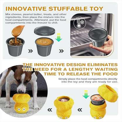 Wortade Interactive Dog Toys for Aggressive Chewers, Indestructible Dogs Toy to Keep Your Pup Busy, Treat Tumble Interactive Puzzle Ball Dog Toy for Small Medium Large Breed Dogs, Yellow