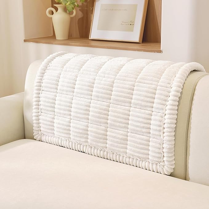 OstepDecor Washable Couch Cover for Dogs, Thick Pet Friendly Sofa Covers, Soft Couch Protector, Paw Cart Sofa Slipcovers, Cushion Protector for Leather, Sectional, Loveseat (35.4" x 35.4", White)