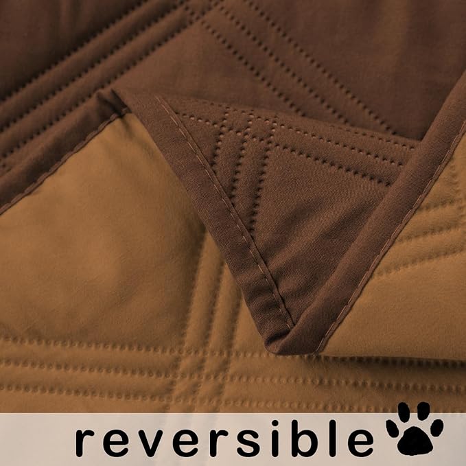 fuguitex Waterproof Dog Blanket Reversible for Small Dogs Resistant Leakproof Washable Couch Cushion Bed Protector Cover for Indoor Furniture Pet Friendly（52"*82",Brown+Chocolate