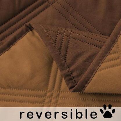 fuguitex Waterproof Dog Blanket Reversible for Small Dogs Resistant Leakproof Washable Couch Cushion Bed Protector Cover for Indoor Furniture Pet Friendly（68"*82",Brown+Chocolate