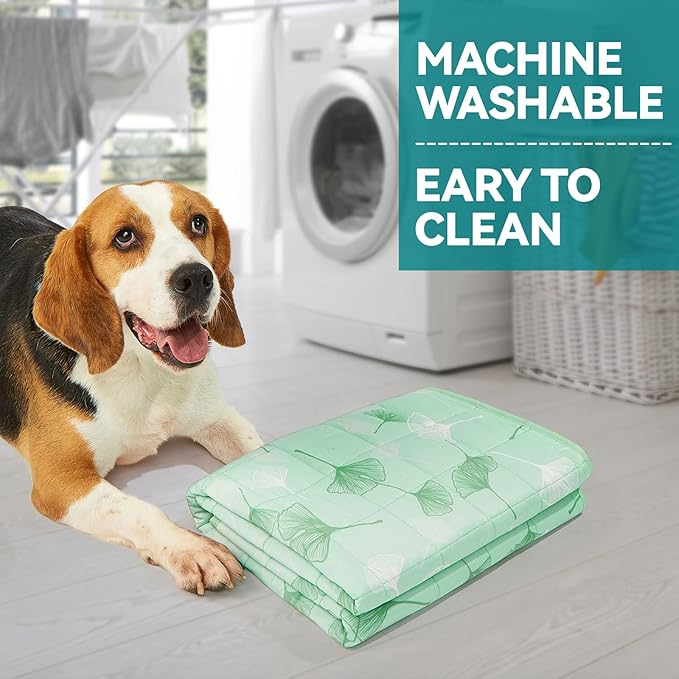SUPRIY Pet Cooling Mat for Dogs & Cats - Qmax 0.4 Waterproof Cooling Pad, Summer Heat Relief Mat with Japanese Polyester Tech, 3 Sizes Indoor/Outdoor Use (27.5 * 38.5, Green Ginkgo Leaves)