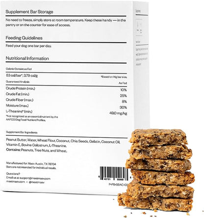 MAEV Human-Grade Anxiety & Calming Supplement Bars | Natural Support for Stress Relief & Calm Behavior, 30 Count