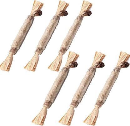 Vintage & Haven Pcs Natural Silvervine Sticks Cat Toys, Catmint Silvervine Blend Sticks, Kittens Chew Toys for Teeth Cleaning, Matatabi Dental Care Cat Treat, Consumable Kitty Lick Toys (6 Pcs)
