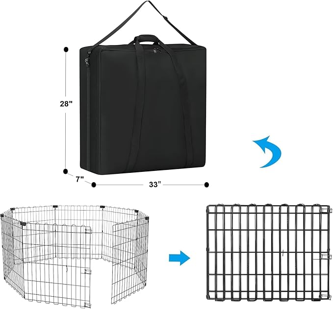 32" Dog Playpen Storage Bag, Suitable for Foldable Exercise Pet Playpens, Dog Fence Travel Bag With Handles For Camping and RV Trip, Waterproof Oxford Fabric