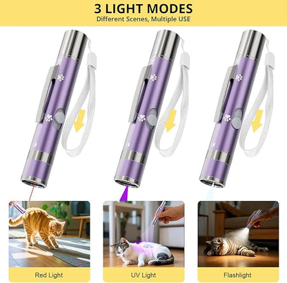 Bird Toy, Distinctive Purple Painted Metal Casing with Paw Print Design, USB Rechargeable, 3 Light Modes & 5 Adjustable Patterns,Interactive Chase Toy for Indoor Cat & Dog & Bird Training & Exercise