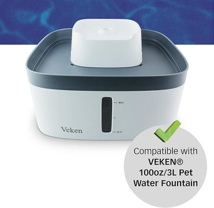 PET STANDARD Replacement Water Filter & 6 Pack Replacement Pre-Filter Sponges Compatible With VEKEN® 100oz/3L Automatic Pet Fountain, Pack of 12